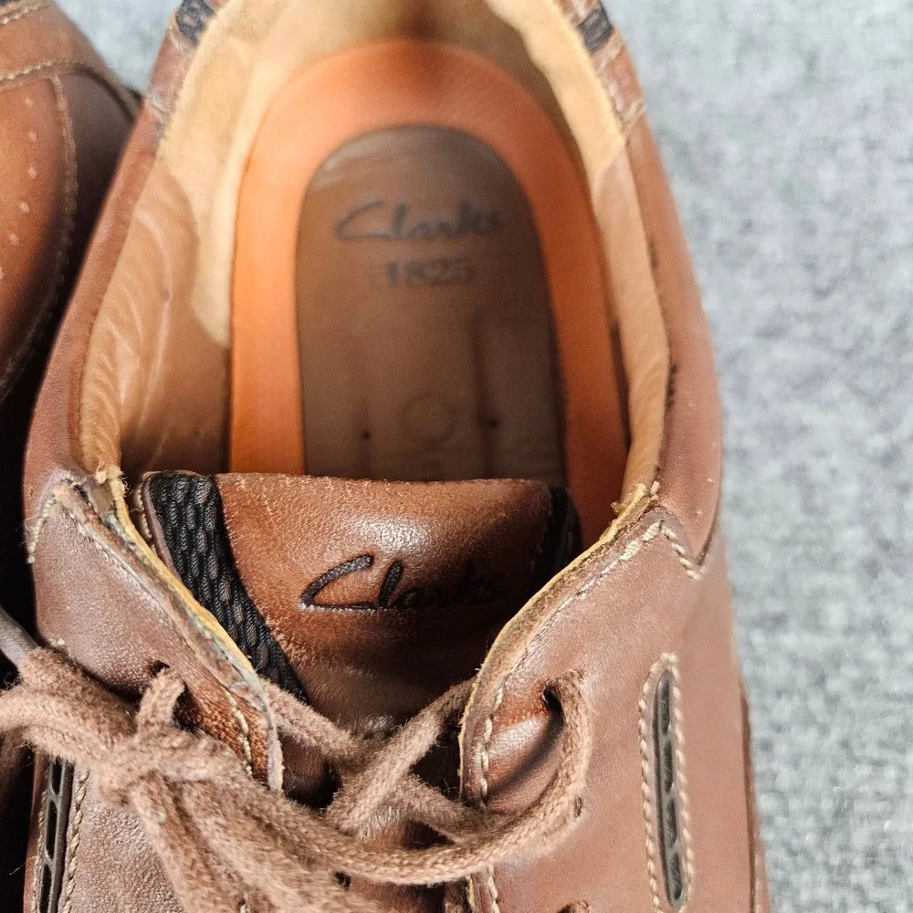 Clarks 1825 Mens Brown Leather‎ Moc Toe Oxford Lace Up Shoes 26101183 Size 11M